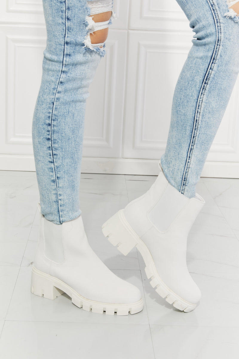 Work For It Matte Lug Sole Boots in White
