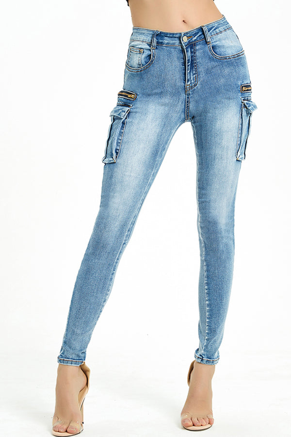 Full Size Zipper Detail Skinny Jeans