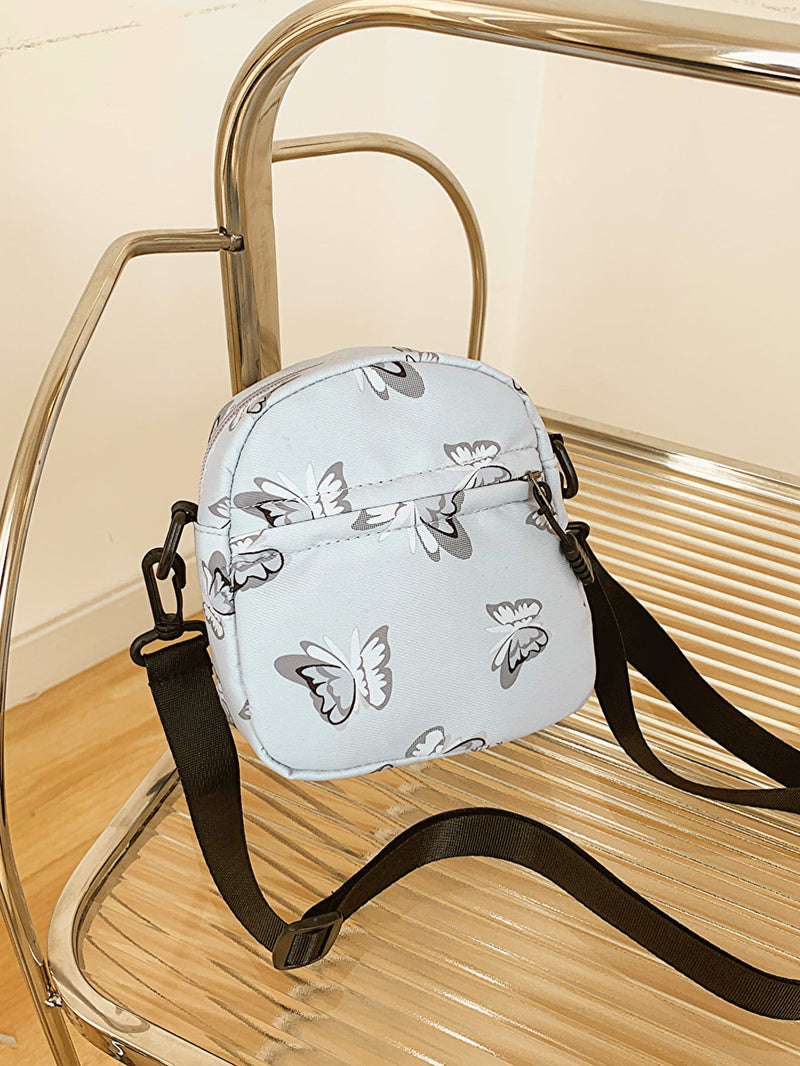 Butterfly Print Polyester Shoulder Bag