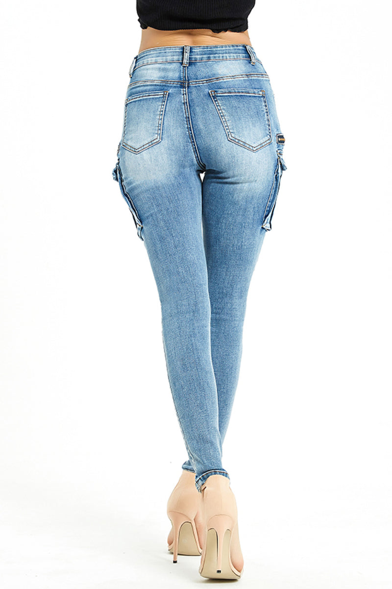 Full Size Zipper Detail Skinny Jeans