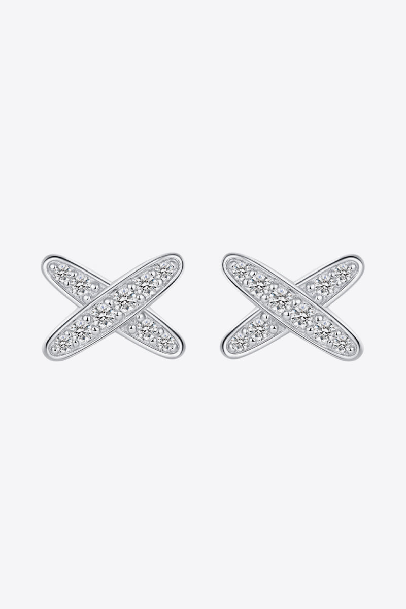925 Sterling Silver X-Shape Moissanite Earrings