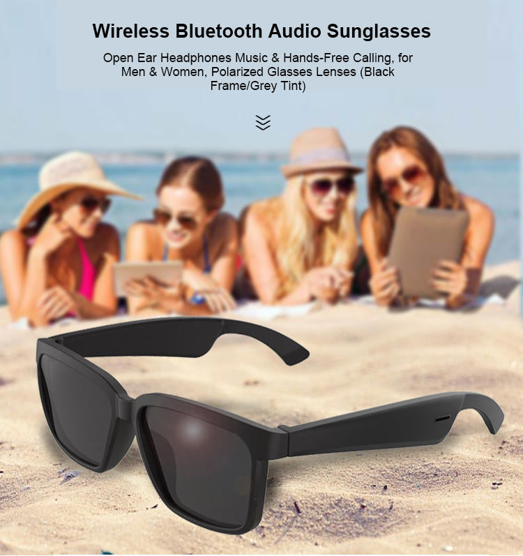 Polarized Lenses Hands-Free Calling Bluetooth Smart Glasses (Clear Lens or dark),Wireless Sunglasses Open Ear Music for Men&Women