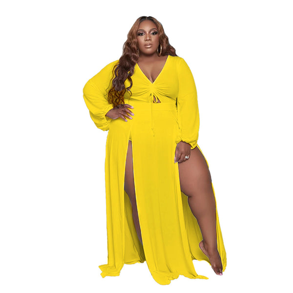 Boujee women’s Sexy Dress V-neck Split Plus Size Dress