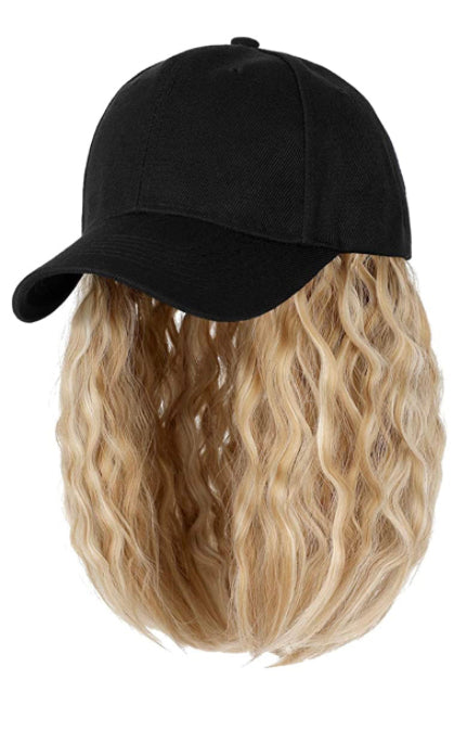 Wig Hats Wavy Hair on Caps