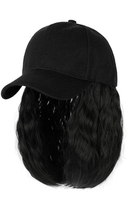 Wig Hats Wavy Hair on Caps