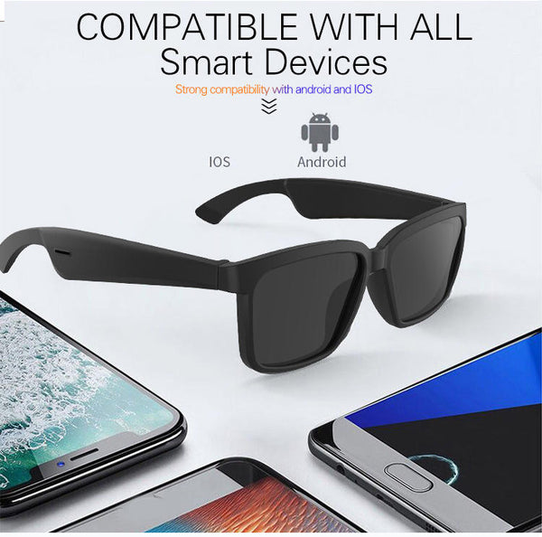 Polarized Lenses Hands-Free Calling Bluetooth Smart Glasses (Clear Lens or dark),Wireless Sunglasses Open Ear Music for Men&Women