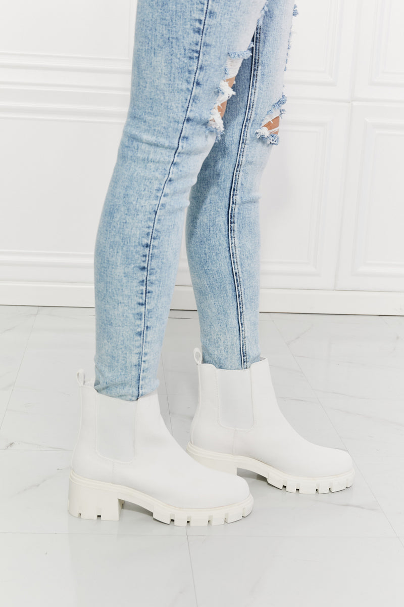 Work For It Matte Lug Sole Boots in White