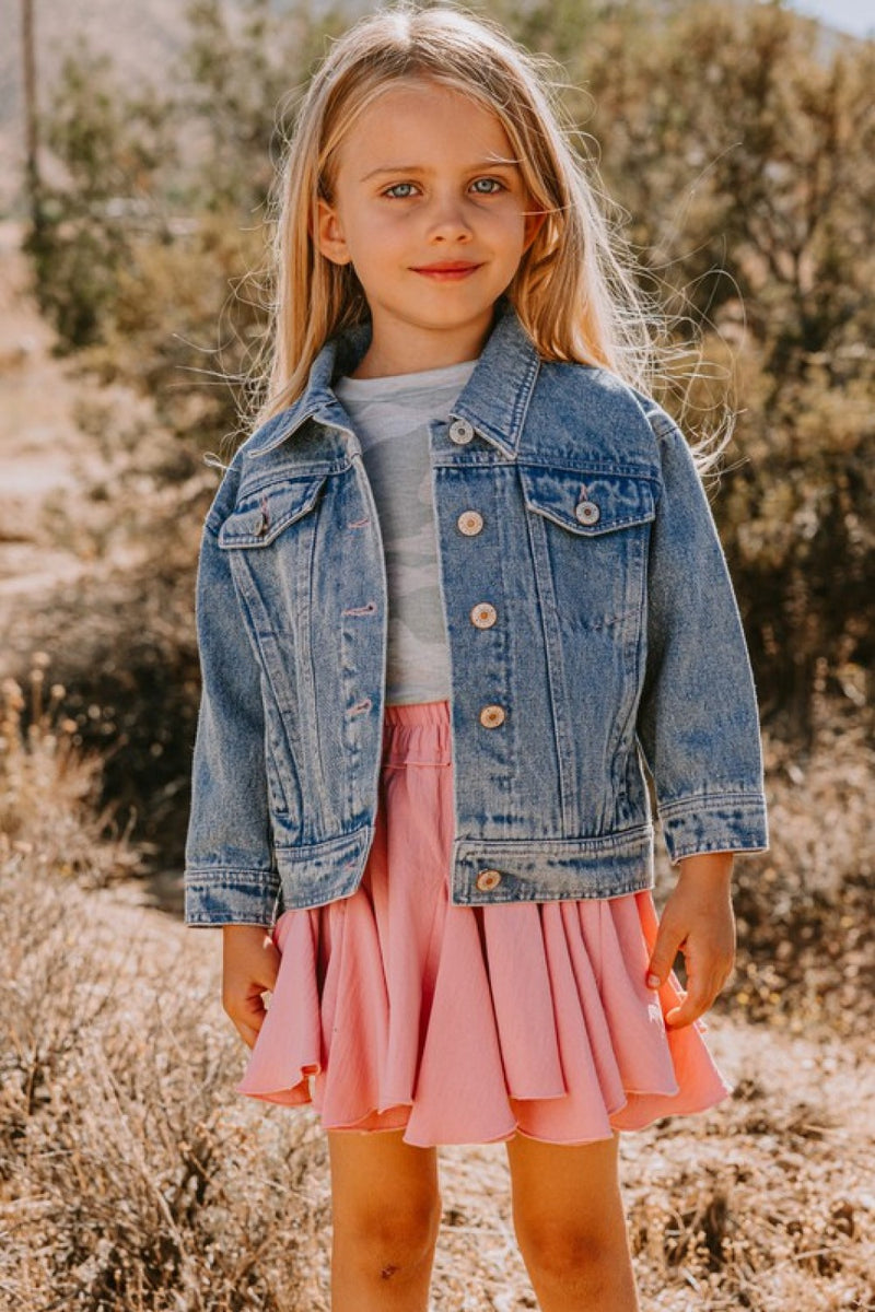 Mommy and Me/ Girls Contrast Heart Denim Jacket