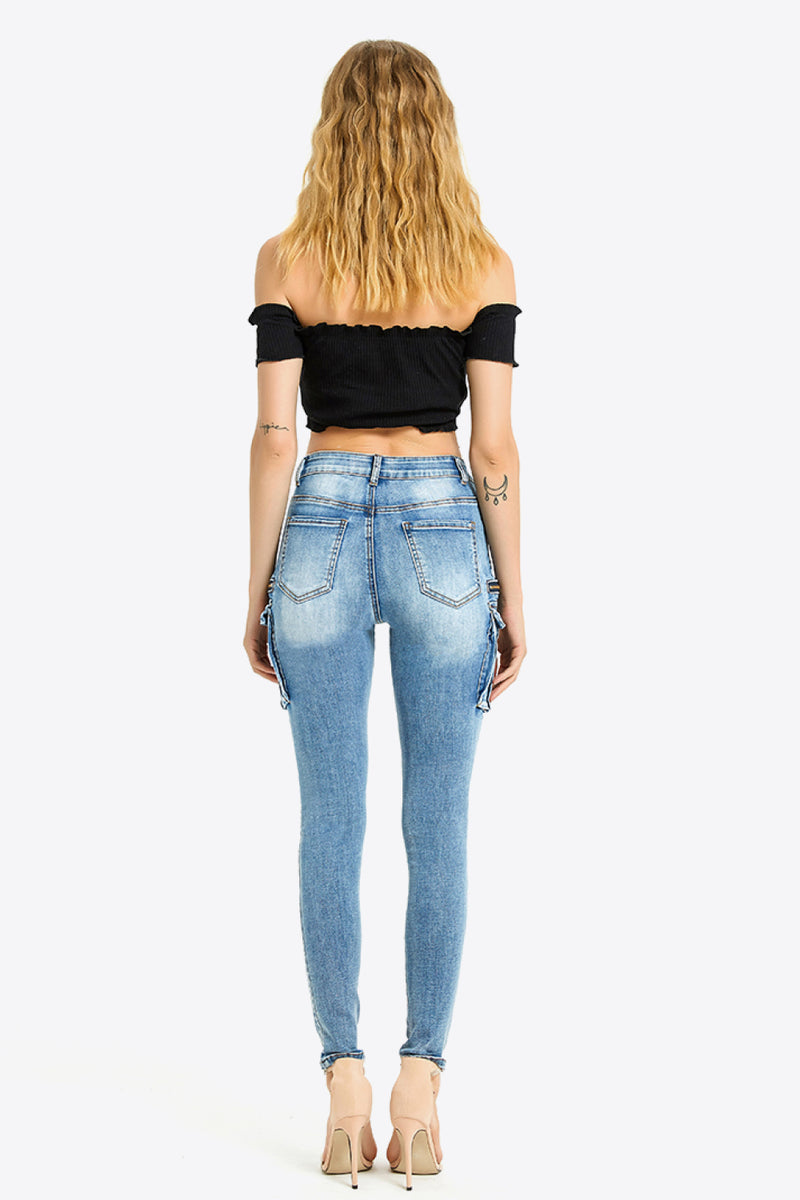 Full Size Zipper Detail Skinny Jeans